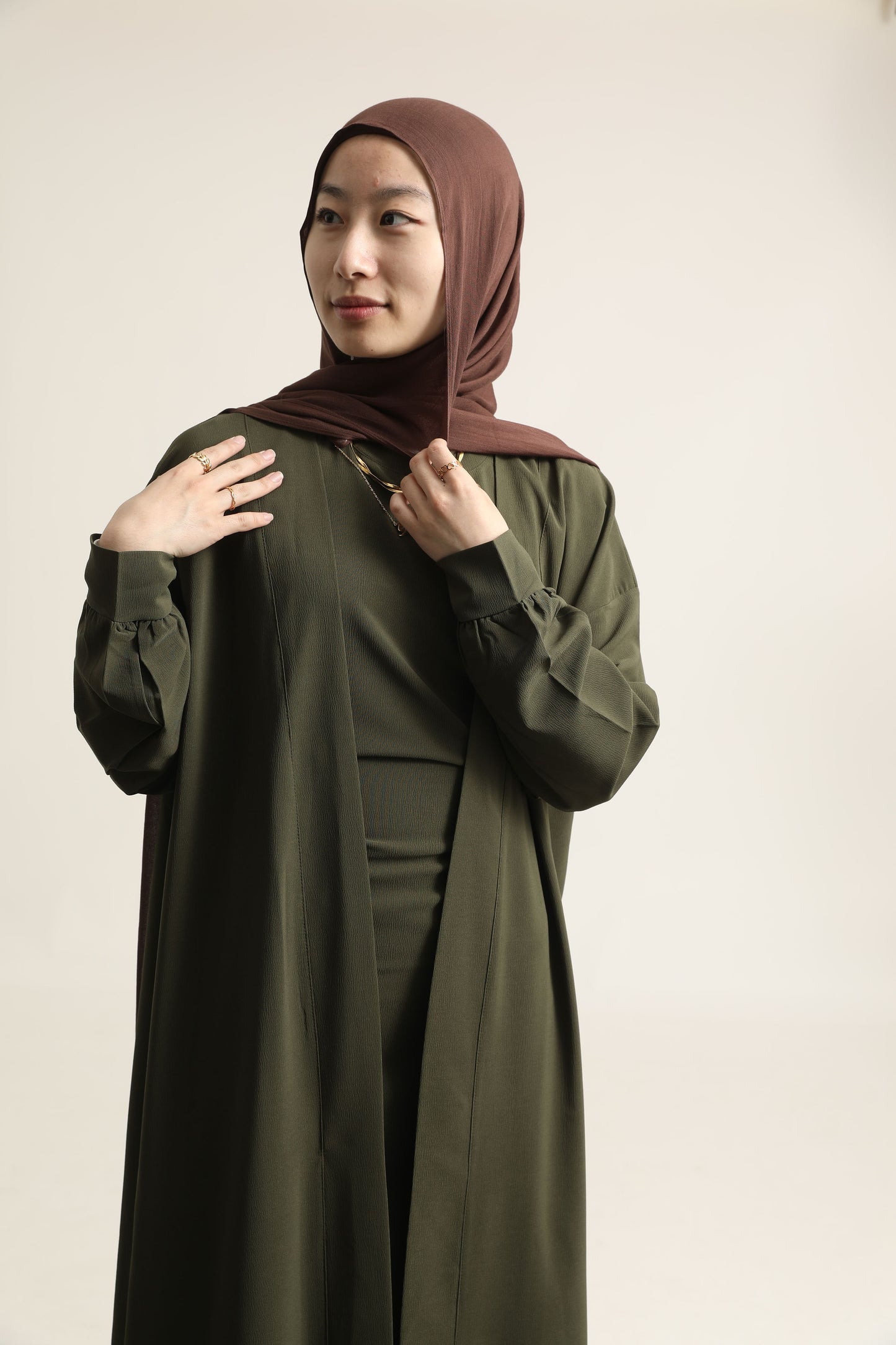 2 Piece Abaya Set - Olive