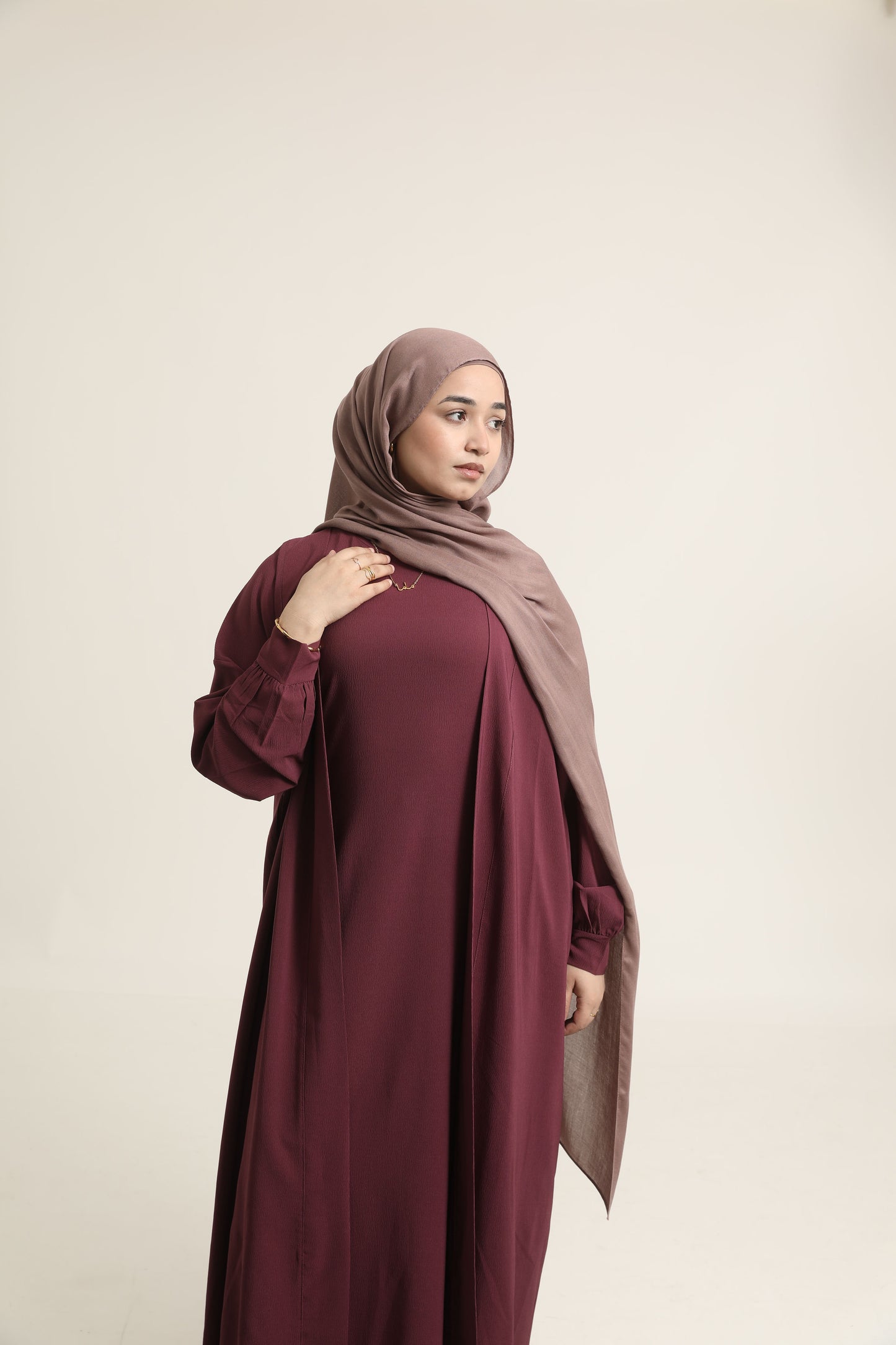 2 Piece Abaya Set - Deep Mauve