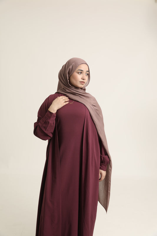 2 Piece Abaya Set - Deep Mauve